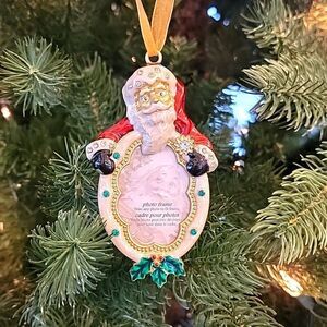 Christmas ornament Santa photo frame jewel accent